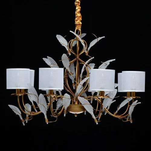 Люстра подвесная София 355014408 Chiaro белая на 8 ламп, основание бронзовое в стиле классический флористика  фото 3